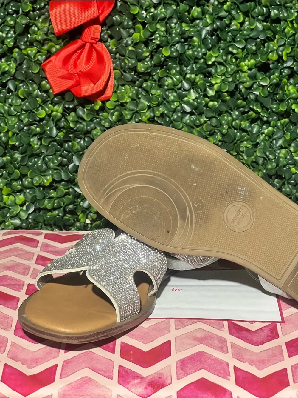 wonder nation Silver Glitter Girls Sandals